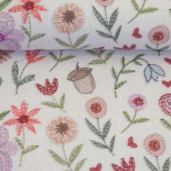 Preview: Frencht Terry Stickblumenoptik von Swafing